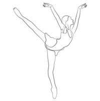 sketch of a woman in a dress ballet pose dancer gymnast line art continuous art icon girl isolated on white vector