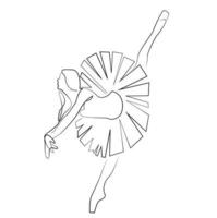 boceto de una mujer en un vestido pose de ballet bailarina gimnasta arte lineal arte continuo icono niña aislada en blanco vector