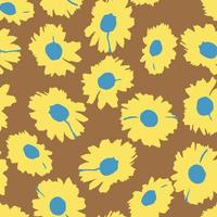 seamless plants pattern background with doodle sunflowers , greeting card or fabric vector