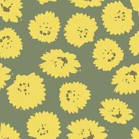 seamless plants pattern background with tiny yellow flowers , greeting card or fabric vector