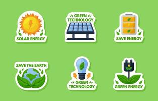 Green Technology Sticker Set vector