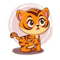 ilustración de vector de personaje de diseño de tigre dibujado a mano