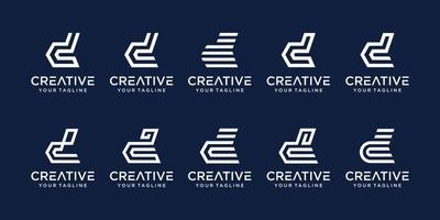 Set of abstract initial letter d logo template. icons for business of fashion, digital, technology, vector