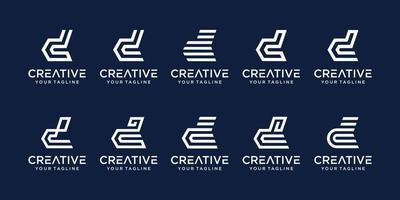 Set of abstract initial letter d logo template. icons for business of fashion, digital, technology, vector