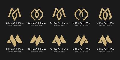 Set of abstract monogram initial M logo template. icons for business of fashion, sport, nature. vector