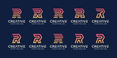 Set of monogram initial letter speed R RR logo template. icons for business of fashion, sport, automotive, technology digital.