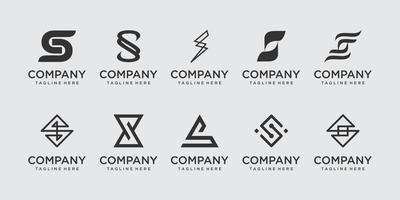 Set of collection initial letter S SS logo design template. icons for business of fashion, sport, automotive. vector