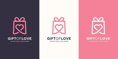 gift and love logo combination. Unique surprise and logotype design template vector