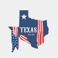 ilustración vectorial del mapa de texas y la bandera de estados unidos perfecta para imprimir, etc.