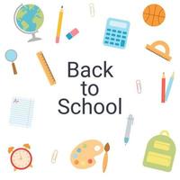 Back to school collection of supplies  for children. Cute colorful vector illustration.