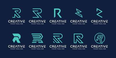 Set of monogram initial letter R RR logo template. icons for business of fashion, business, consulting, technology digital. vector