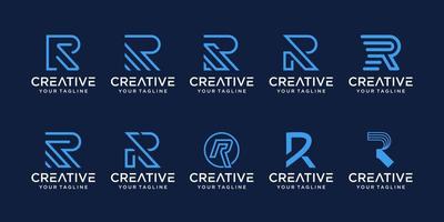 Set of monogram initial letter R RR logo template. icons for business of fashion, business, consulting, technology digital. vector