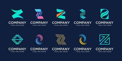 Set of collection initial letter Z logo design template. icons for business of fashion, sport, wood. vector