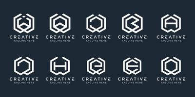 Set of creative monogram initial W logo design template. icons for business of fashion, sport, digital, technology, simple. vector