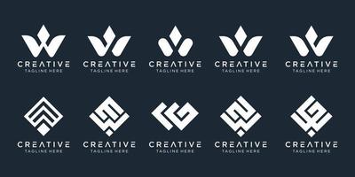 Collection initials W logo design template. icons for business of fashion, sport, technology, simple. vector
