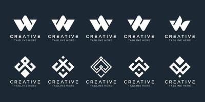 Collection initials W logo design template. icons for business of fashion, digital, technology, simple. vector