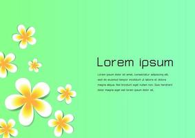 Vector  design Frangipani flowers and space for text. Sale offer template, banner of flyer background. backdrop illustration.