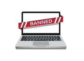 Web page banned on laptop screen, security blocked illegal web symbol illustration vector