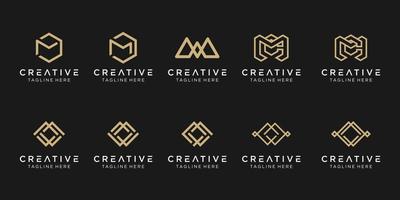 Set of abstract initial letter M W C logo template. icons for business of fashion, simple. vector