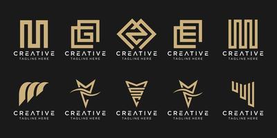 Set of abstract monogram letter M logo template. icons for business of fashion, sport, luxury. vector