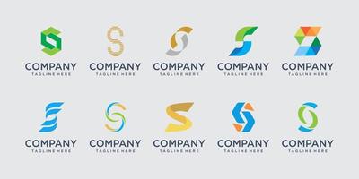 Set of abstract initial letter S logo design template. icons for business of fashion, digital, technology vector