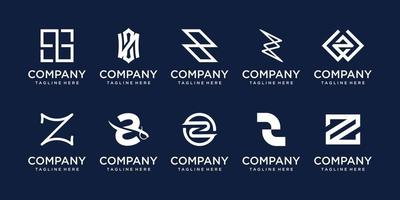 Set of collection initial letter Z logo design template. icons for business of fashion, sport, wood. vector