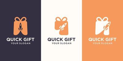 gift and rocket logo combination. Unique surprise and logotype design template vector