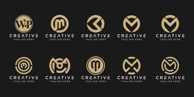 Set of abstract monogram letter M logo template. icons for business of fashion, sport, automotive, simple. vector