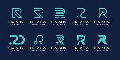 Set of monogram initial letter R RR logo template. icons for business of fashion, business, consulting, technology digital. vector