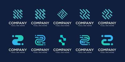 conjunto de plantilla de diseño de logotipo de letra inicial z de colección. iconos para negocios de moda, deporte, automoción, tecnología digital. vector