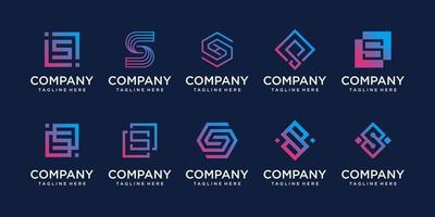 conjunto de plantilla de diseño de logotipo de letra inicial s ss de colección. iconos para negocios de moda, deporte, automoción, tecnología digital. vector