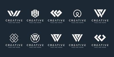 Collection initials W logo design template. icons for business of fashion, digital, technology, simple. vector