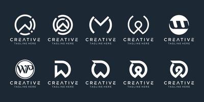 Collection initials W logo design template. icons for business of fashion, digital, technology, simple. vector