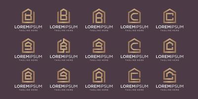 set of home logo combined with letter B, C, designs Template. vector