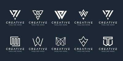 Collection initials W logo design template. icons for business of fashion, digital, technology, simple. vector