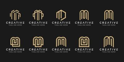 Set of abstract initial letter M logo template. icons for business of fashion, technology, simple. vector