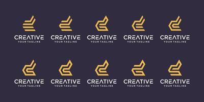 Set of abstract initial letter d logo template. icons for business of fashion, digital, technology, vector