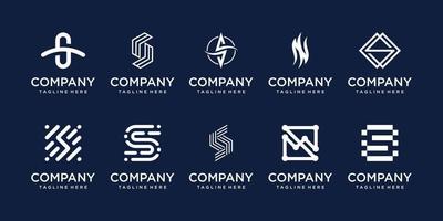 Set of collection initial letter S SS logo design template. icons for business of fashion, sport, automotive, technology digital. vector