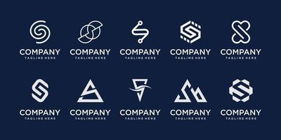 Set of collection initial letter S SS logo template. icons for business of fashion, sport, automotive. vector