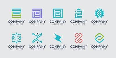 Set of collection initial letter Z logo design template. icons for business of fashion, building, technology. vector