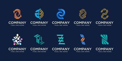 conjunto de plantilla de diseño de logotipo de letra inicial z de colección. iconos para negocios de moda, deporte, automoción, tecnología digital. vector