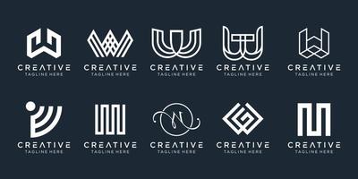 Collection initials W logo design template. icons for business of fashion, digital, technology, simple. vector