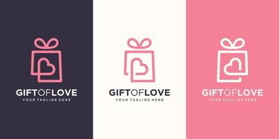 gift and heart logo combination. Unique surprise and logotype design template vector