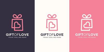 gift and heart logo combination. Unique surprise and logotype design template vector