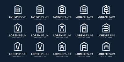 set of home logo combined with letter A, B, V, designs Template vector