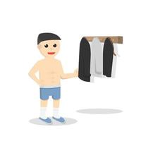 businessman take of clothes design character on white background vector