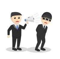 businessman thief caught in the act design character on white background vector