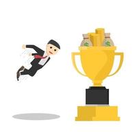 businessman high jump to get wealth design character on white background vector