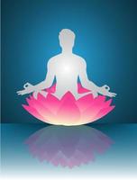 Meditation Yoga With Human Silhouette on Lotus Flower vector