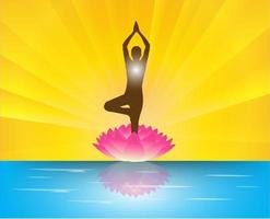 Meditation Yoga With Human Silhouette on Lotus Flower vector